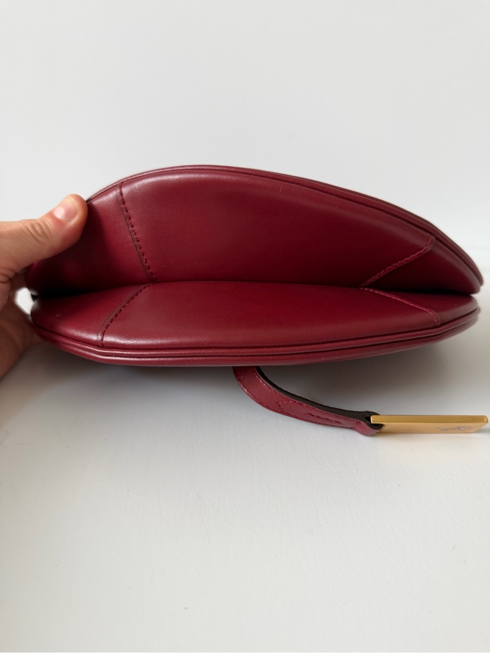 Polo Ralph Lauren ID Calfskin Mini Shoulder Bag in Dark Red - Picture 7 of 14